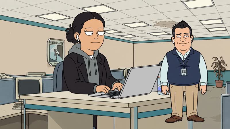 Kenzie, the intern, at her desk